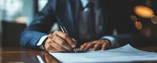 Professional Commitment Executive Signing Important Documents Office Setting