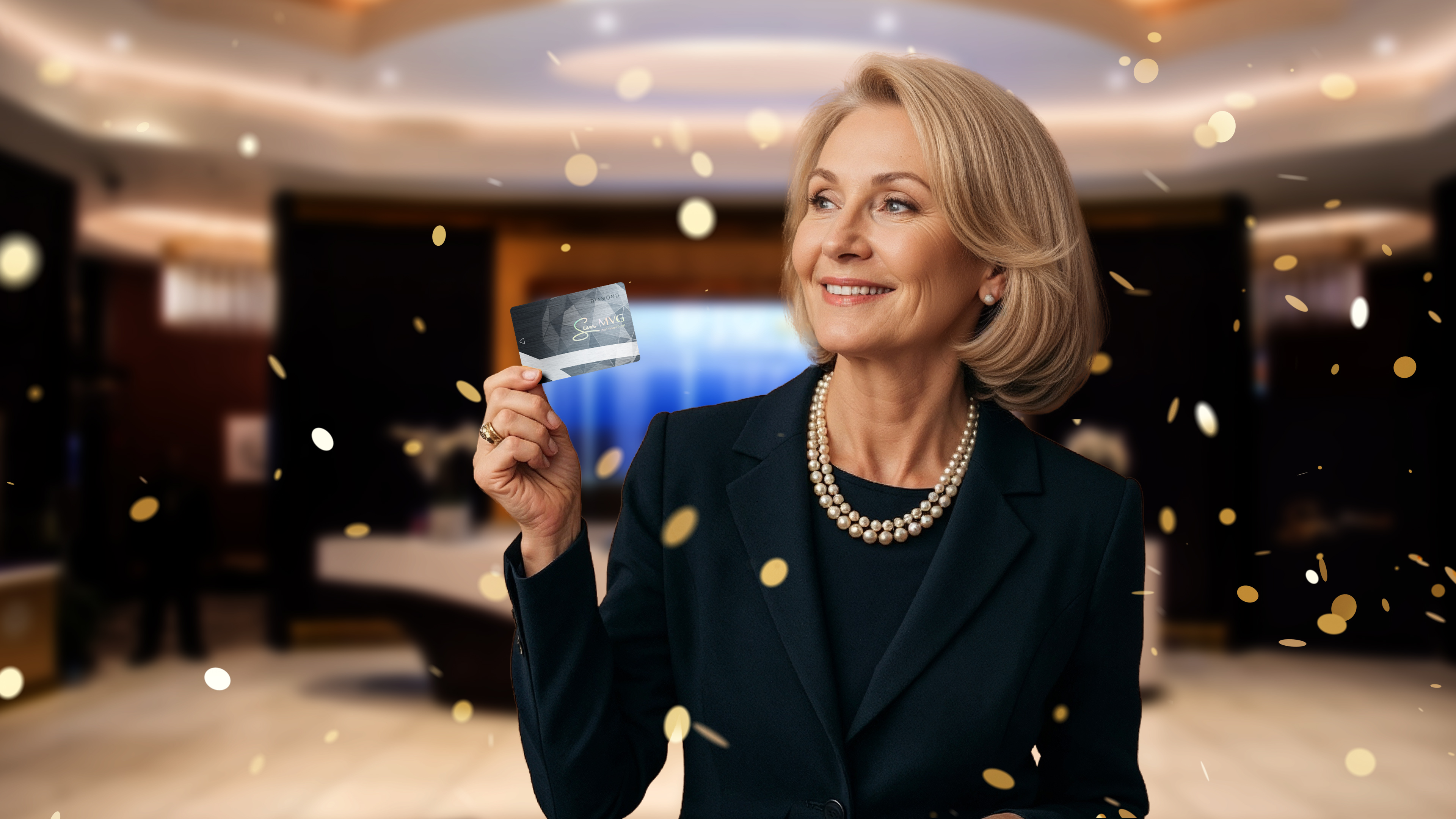 Woman Holding Diamond Mvg Card