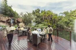Sun City Cascades Breakfast Buffet Deck Waterfall Blurred
